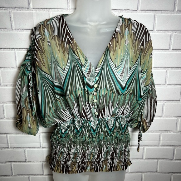 ADIVA Elegant Green Patterned Women's Top/size S - Picture 1 of 11